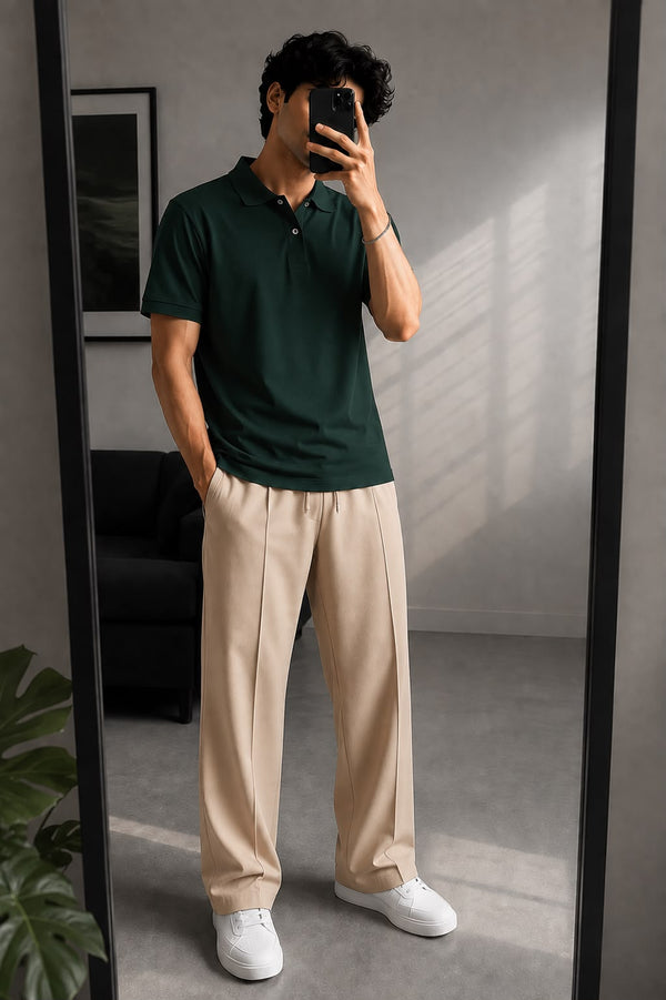 Wide-leg baggy trousers front view - streetwear Pakistan